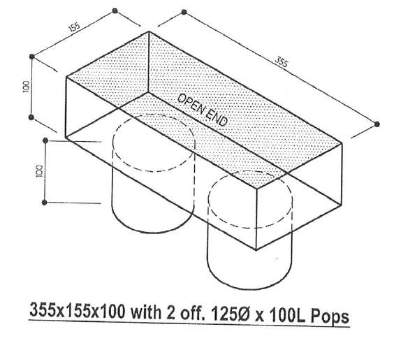 Floor Boot 350.150.100d-2*125 Pop Reg Box, Plain 