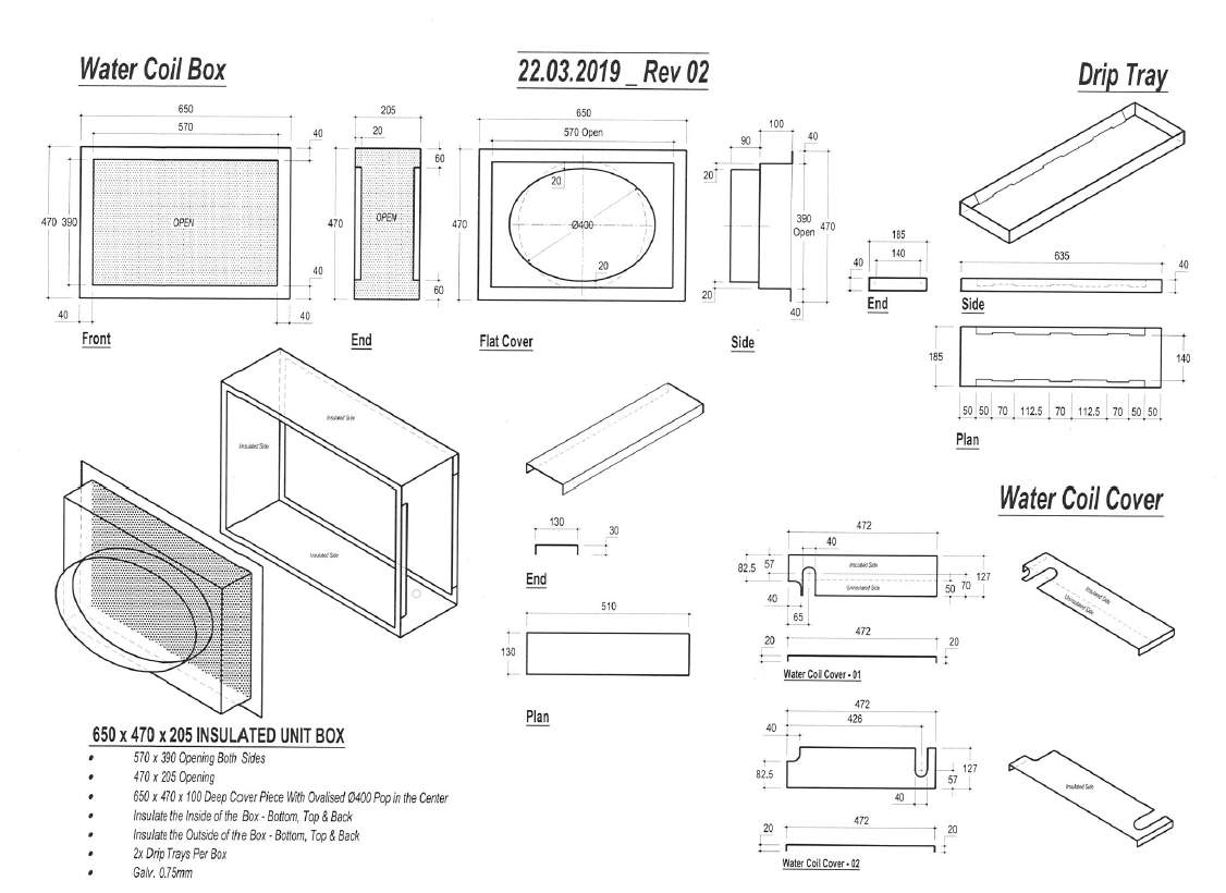 635.185 Water Coil, 7 Pts, Box, Cover/Pop, U-Chan 