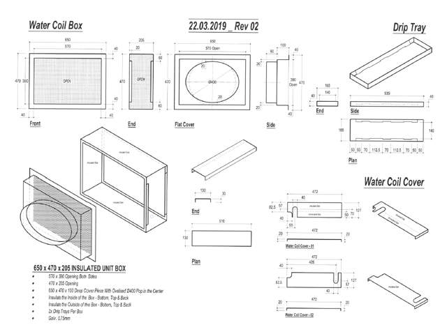 635.185 Water Coil, 7 Pts, Box, Cover/Pop, U-Chan 